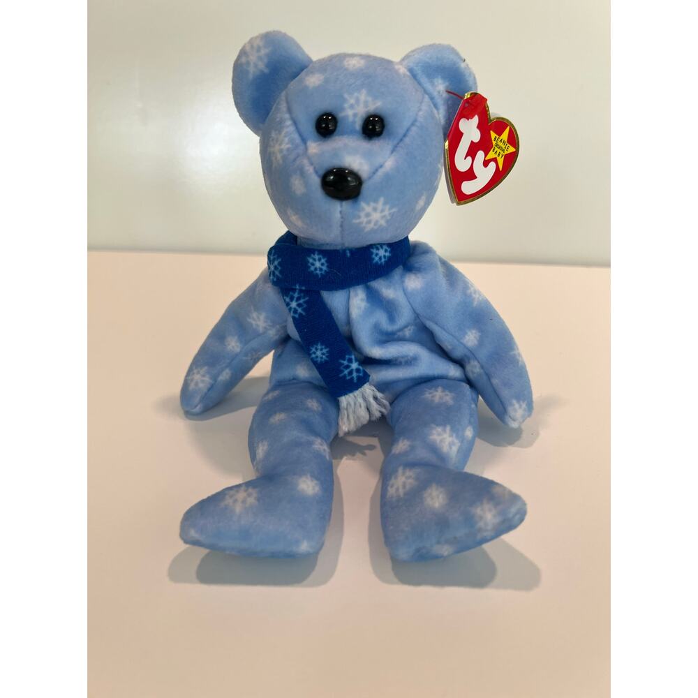 Ty Beanie Baby 1999 Holiday Teddy Bear Purple Beanbag Plush Toy P.E. Pellets JL